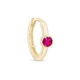 Ruby Huggie Bezel Set in Solid 14k Yellow Gold