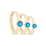 Blue Topaz Bezel Set in Solid 14k Yellow Gold
