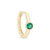 Emerald Huggie Bezel Set in Solid 14k Yellow Gold