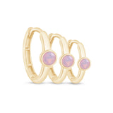 Bezel Set Opal Huggie in Solid 14k Yellow Gold