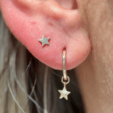 Hoop with Star Charm in Solid 14k Yellow Gold