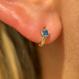 Blue Topaz Bezel Set in Solid 14k Yellow Gold