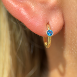 Blue Topaz Bezel Set in Solid 14k Yellow Gold