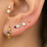 Diamond and Sapphire Flat Back in Solid 14k Yellow Gold