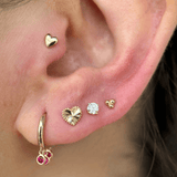 Ruby Charm Hoop in Solid 14k Yellow Gold