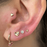 Gold Heart Flat Back Stud Earring