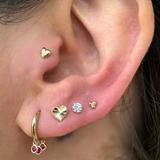 Trinity Beaded Cluster Flat Back Stud Earrings in Solid 14k Yellow Gold