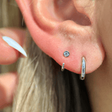 Cubic Zirconia Ear Cuff in Solid 14k White Gold