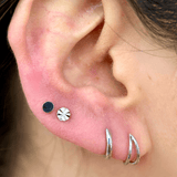 Gold Disc Flat Back Stud Earrings in Solid 14k White Gold