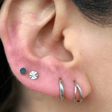 Gold Disc Flat Back Stud Earrings in Solid 14k White Gold