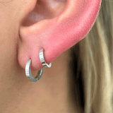 Gold Mini Hoop Earring in Solid 14k White Gold