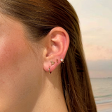 Double Ball Flat Back Stud Earrings in Solid 14k Yellow Gold