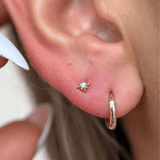 Gemstone Starburst Flat Back Stud Earrings in Solid 14k Yellow Gold