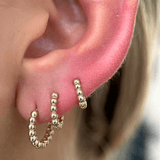 Bubble Beaded Hoop Earring in Solid 14k Yellow Gold