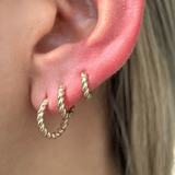Twisted Rope Huggie Hoop in Solid 14k Yellow Gold