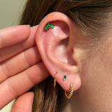 Marquise Emerald Flat Back Stud Earrings in Solid 14k Yellow Gold