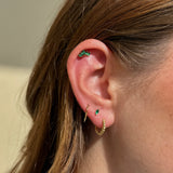 Marquise Cut Five Petal Emerald Lotus Flat Back Stud Earrings in Solid 14k Yellow Gold
