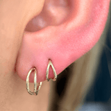 Twin Band Statement Hoop in Solid 14k Yellow Gold