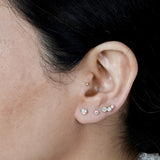 Bead Cluster Flat Back Stud Earrings in Solid 14k Yellow Gold