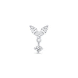 Double Marquise Gemstone Drop Flat Back Stud Earrings in Solid 14k White Gold