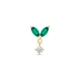 Emerald Double Marquise Drop in Solid 14k Yellow Gold