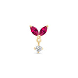 Ruby Double Marquise Drop Flat Back in Solid 14k Yellow Gold