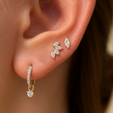 Marquise Gemstone Flat Back Stud Earrings in Solid 14k Yellow Gold