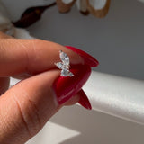 Marquise Angel Wing Flat Back Stud Earrings in Solid 14k Yellow Gold