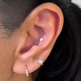 Solid 14k Gold Opal Prong Set Stud Earring