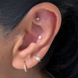 Solid 14k Gold Opal Prong Set Stud Earring