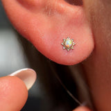 Solid 14k Gold Sunburst Opal Stud Earring