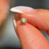Solid 14k Gold Sunburst Opal Stud Earring