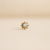 Solid 14k Gold Sunburst Opal Stud Earring