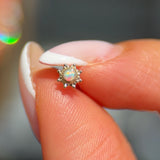 Solid 14k Gold Sunburst Opal Stud Earring