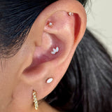 Solid 14k Gold Triple Marquise Opal Lotus Stud