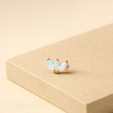 Solid 14k Gold Triple Marquise Opal Lotus Stud