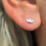 Solid 14k Gold Triple Marquise Opal Lotus Stud