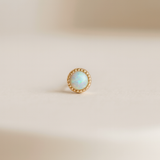 Solid 14k Gold Round Opal Stud Earring