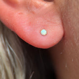 Solid 14k Gold Round Opal Stud Earring