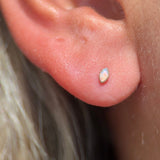 Solid 14k Gold Marquise Opal Milgrain Stud Earring