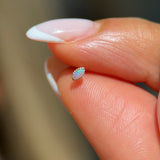 Solid 14k Gold Marquise Opal Milgrain Stud Earring