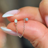 Solid 14k Gold Teardrop Opal Milgrain Stud Earring
