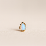 Solid 14k Gold Teardrop Opal Milgrain Stud Earring
