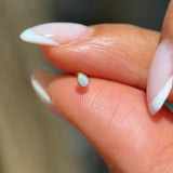 Solid 14k Gold Teardrop Opal Milgrain Stud Earring