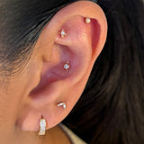 Solid 14k Gold Round Opal Stud Earring