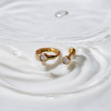 Bezel Set Opal Huggie in Solid 14k Yellow Gold