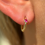 Ruby Huggie Bezel Set in Solid 14k Yellow Gold