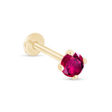 Ruby Cartilage Flat Back Stud Earrings in Solid 14k Yellow Gold