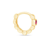 Ruby Beaded Hoop in Solid 14k Yellow Gold