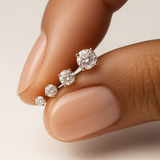 Diamond Threaded Flat Back Stud Earrings in Solid 14k White Gold